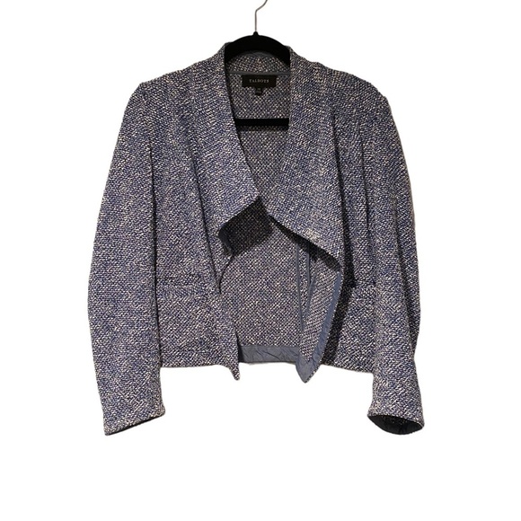 Women’s Talbots Blue Tweed Drape Open Front‎ Blazer XS - Picture 2 of 7